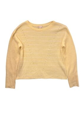 NWOT Hem & Thread Pale Yellow Knit Crewneck Sweater